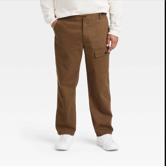 Houston White Relaxed Cargo Pants Adult Size Large Brown Mens Pockets Target - Picture 1 of 9